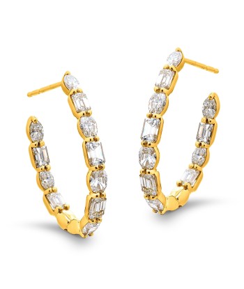 JB Star Diamond Oval Hoop Earrings 18K Yellow Gold ou a consommer sur place