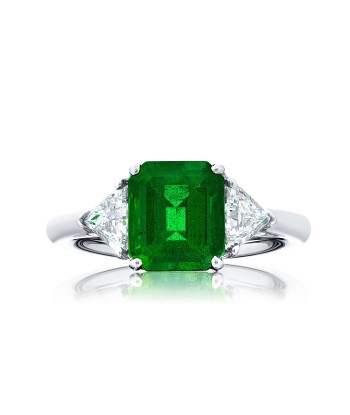 JB Star Emerald & Triangle Diamond Ring Platinum plus qu'un jeu 