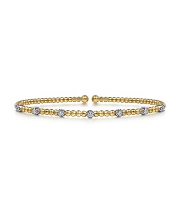 Gabriel 14K White-Yellow Gold Bujukan Diamond Stations Cuff Bangle Toutes les collections ici