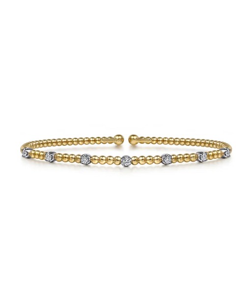 Gabriel 14K White-Yellow Gold Bujukan Diamond Stations Cuff Bangle Toutes les collections ici