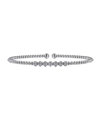 Gabriel 14K White Gold Bujukan Bead and Cluster Diamond Bangle la colonne vertébrale