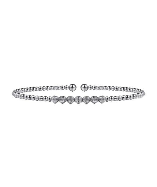 Gabriel 14K White Gold Bujukan Bead and Cluster Diamond Bangle la colonne vertébrale