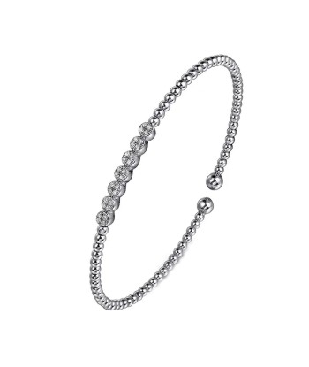 Gabriel 14K White Gold Bujukan Bead and Cluster Diamond Bangle la colonne vertébrale