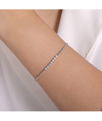 Gabriel 14K White Gold Bujukan Bead and Cluster Diamond Bangle la colonne vertébrale