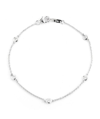 14K White Gold 5 Station Diamond by the Yard Bracelet de France