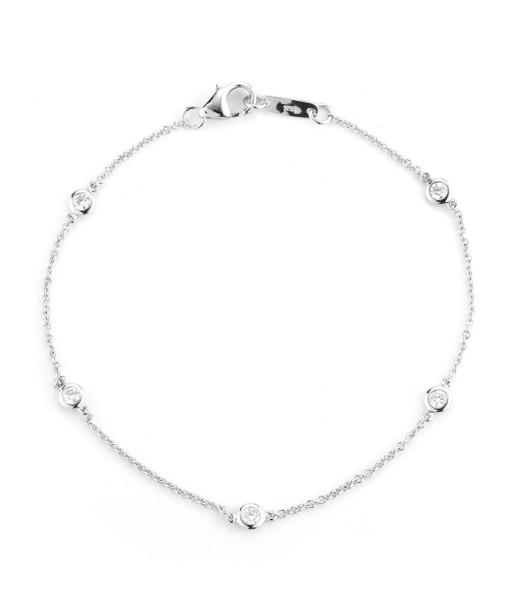 14K White Gold 5 Station Diamond by the Yard Bracelet de France