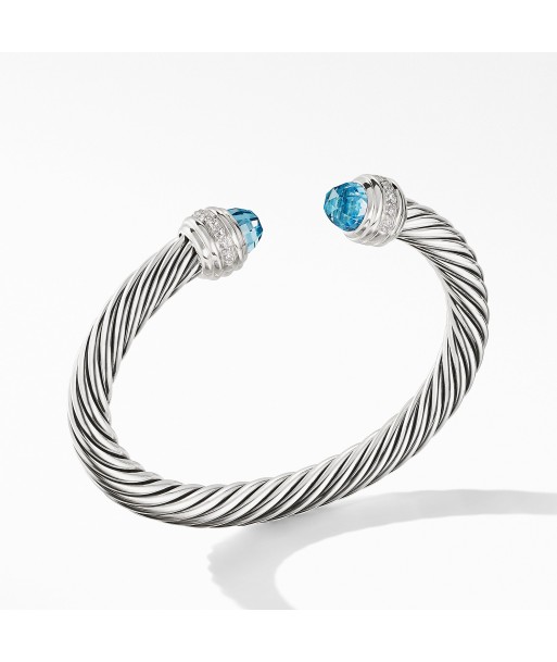 David Yurman 7MM Cable Bracelet with Blue Topaz and Diamonds Comment ça marche