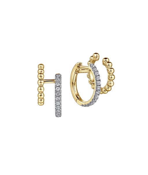 Gabriel 14K Yellow Gold Diamond Huggie and Bujukan Cuff Earrings sur le site 