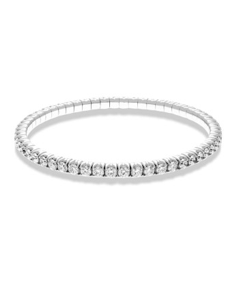 Hulchi Belluni 18K White Gold Tresore Stretch Tennis Bangle Bracelet, 6.00 Carats s'inspire de l'anatomie humaine