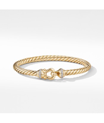 David Yurman Buckle Bracelet in 18K Yellow Gold with Diamonds basket pas cher