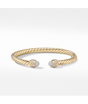 David Yurman 5MM Cable Bracelet in 18K Yellow with Diamonds de France