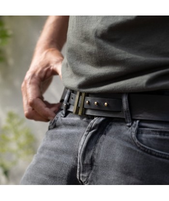 Ceinture homme cuir noir | SPARTIATE.40 le des métaux précieux