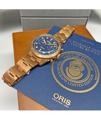 Pre-owned Oris Carl Brashear 43mm Limited Edition Bronze Automatic Chronograph Watch de France