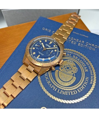 Pre-owned Oris Carl Brashear 43mm Limited Edition Bronze Automatic Chronograph Watch de France