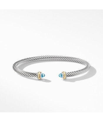 David Yurman 4MM Cable Classic Bracelet with Blue Topaz and 18K Yellow Gold en ligne des produits 