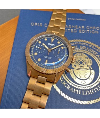 Pre-owned Oris Carl Brashear 43mm Limited Edition Bronze Automatic Chronograph Watch de France