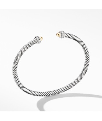 David Yurman 4MM Cable Classic Bracelet with 18K Yellow Gold Domes and Diamonds Profitez des Offres !