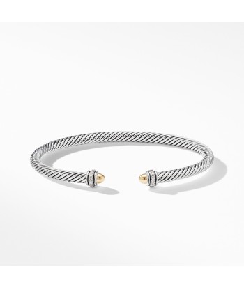 David Yurman 4MM Cable Classic Bracelet with 18K Yellow Gold Domes and Diamonds Profitez des Offres !