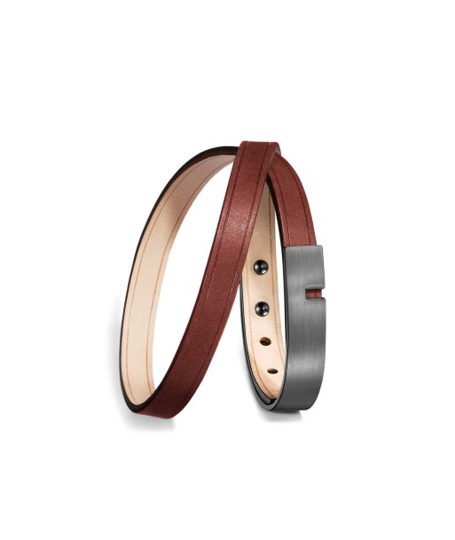 Bracelet cuir  marron double | U-TURN TWICE Jusqu'à 80% De Réduction