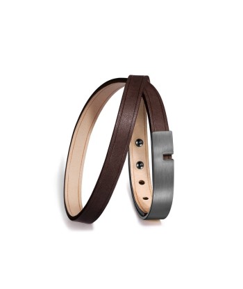 Bracelet cuir  marron double | U-TURN TWICE Jusqu'à 80% De Réduction