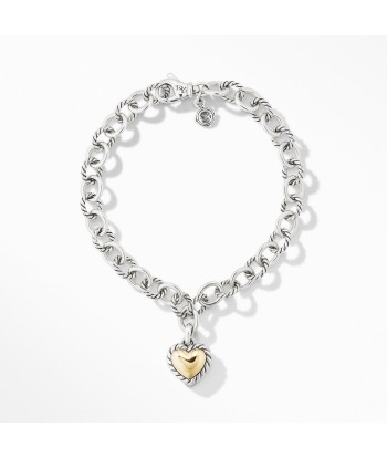 David Yurman Cable Cookie Classic Heart Charm Bracelet with 18K Yellow Gold commande en ligne