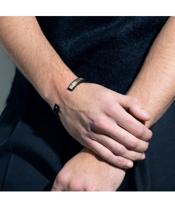 Bracelet homme or et cuir | URAEUS de pas cher