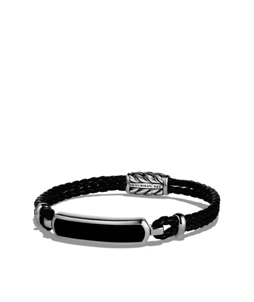 Men's Station Black Leather Bracelet with Black Onyx l'achat 