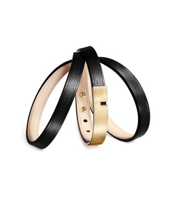 Bracelet noir en cuir | U-TURN TRIPLE En savoir plus