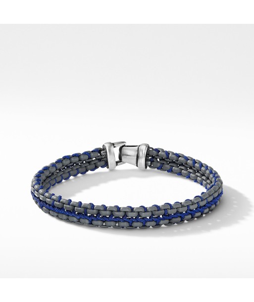 Men's Woven Box Chain Bracelet in Grey Paris Déstockage Promo