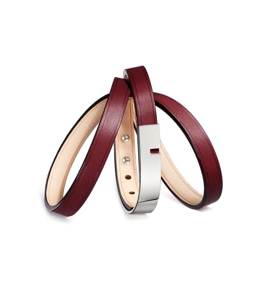 Bracelet cuir bordeaux | U'TURN TRIPLE pas cher 