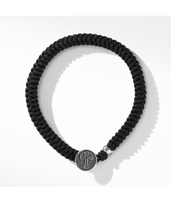 Men's Woven Cross Bracelet with Black Nylon la chaussure