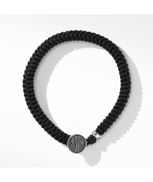 Men's Woven Cross Bracelet with Black Nylon la chaussure