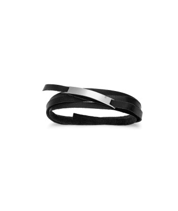 Bracelet LOVE U, Cuir noir en linge