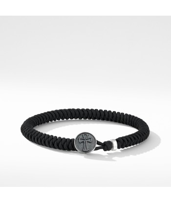 Men's Woven Cross Bracelet with Black Nylon la chaussure